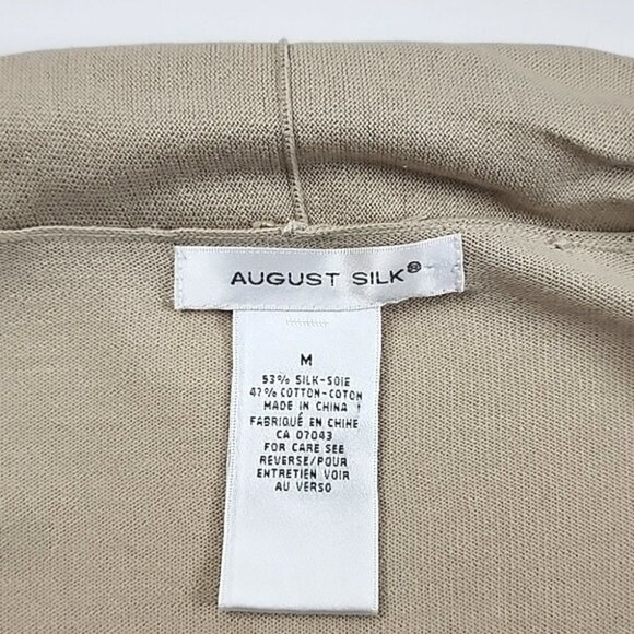 August Silk Women's Cream Silk Blend Open Front Cardigan 3/4 Sleeves Size Medium - Picture 8 of 11